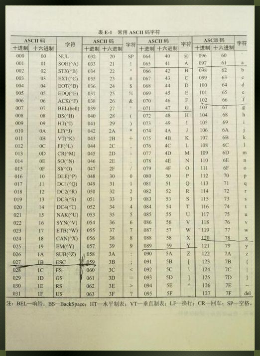 标准 ASCII 码对照表：一字一世界，一笔一乾坤