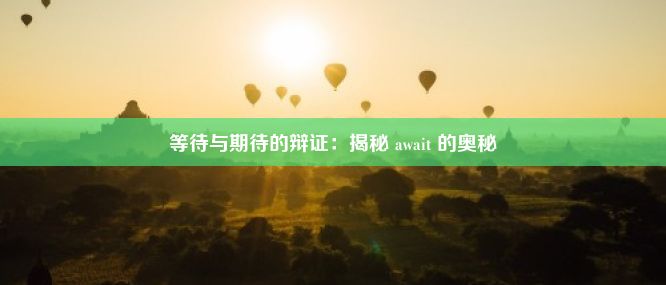 等待与期待的辩证：揭秘 await 的奥秘