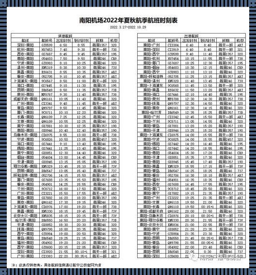 南阳到北京飞机时刻表查询