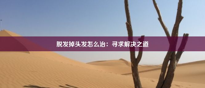 脱发掉头发怎么治：寻求解决之道