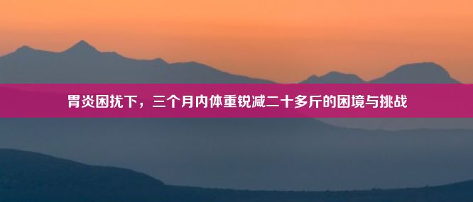 胃炎困扰下，三个月内体重锐减二十多斤的困境与挑战