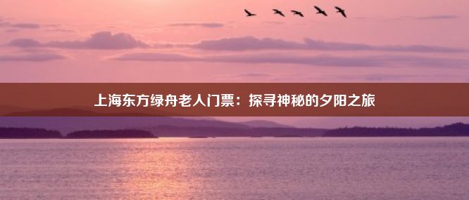 上海东方绿舟老人门票：探寻神秘的夕阳之旅