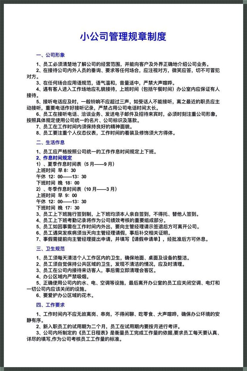 小公司管理制度的艺术：以10人小公司为例