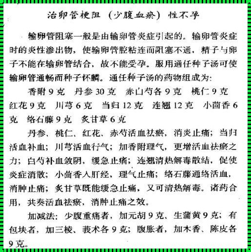 探讨输卵管不通中药方剂的历史与应用