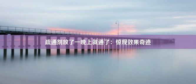 疏通剂放了一晚上就通了：惊现效果奇迹