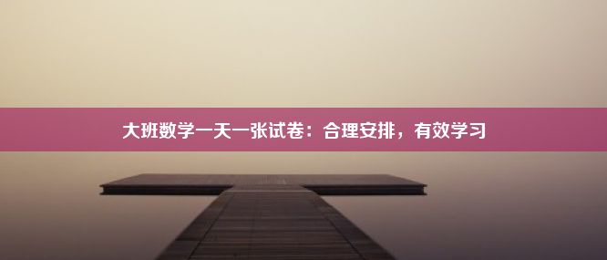 大班数学一天一张试卷：合理安排，有效学习