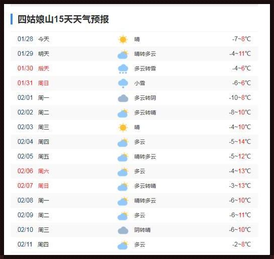 江西葛仙山天气预报15天：探寻神秘仙山的气候变化