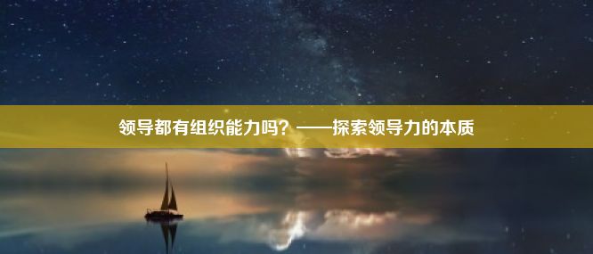 领导都有组织能力吗？——探索领导力的本质